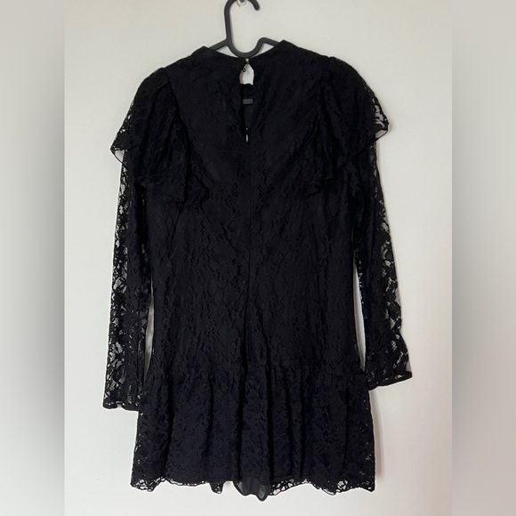 Women Zara Stella Black Lace Long Sleeves Romper Dress Ruffle - Picture 6 of 9